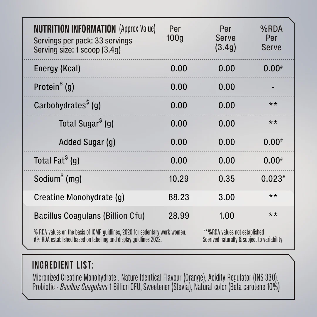 Creatine Monohydrate 112g - Orange Kick - Image 3